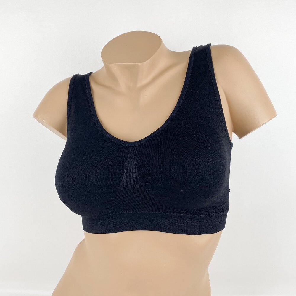 Women's Wireless Marilyn Monroe Bra Bralette size L Black Stretch Fabric